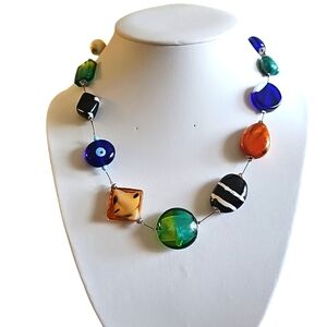 Treska Glass And Stone Wire Chain Necklace